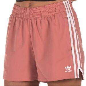 adidas Womens Dusty Rose Three-Stripe Athletic Shorts